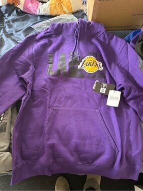 Los Angeles Lakers Hoodie Pullover Mens XL Purple NBA Basketball Fanatics NEW